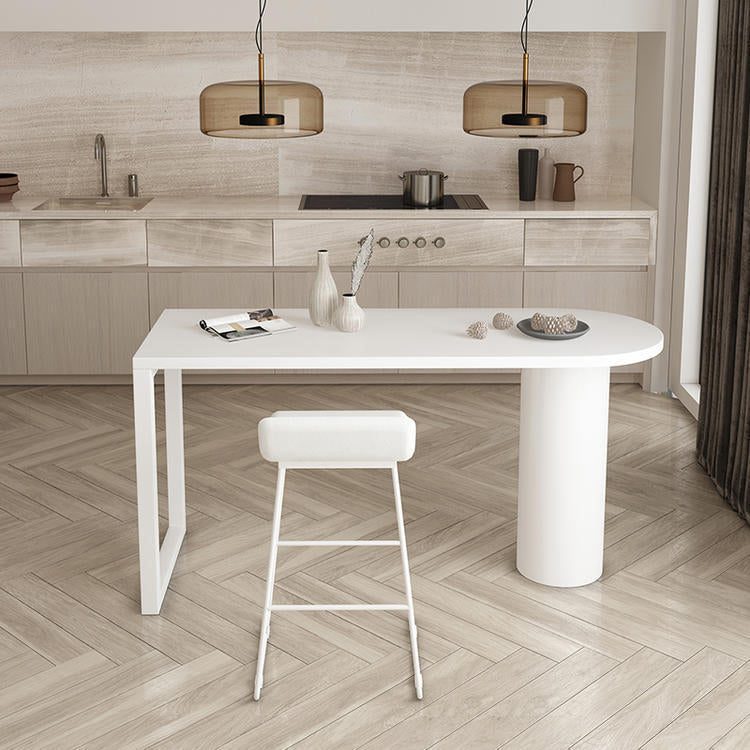 Contemporary Pub Table Free Form Solid Wood Bar Table for Small Places