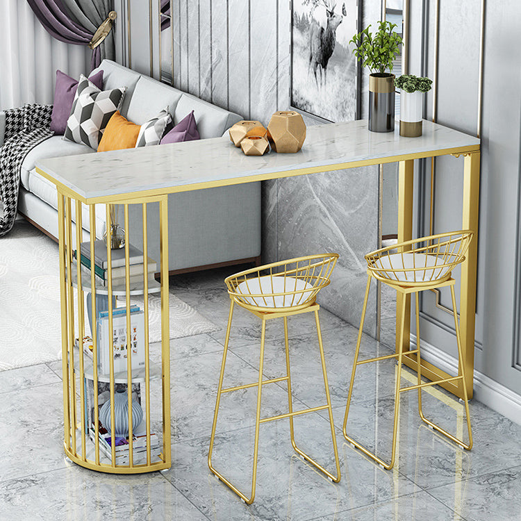 Glam Pub Table Double Pedestal Bar Height Bar Table for Breakroom