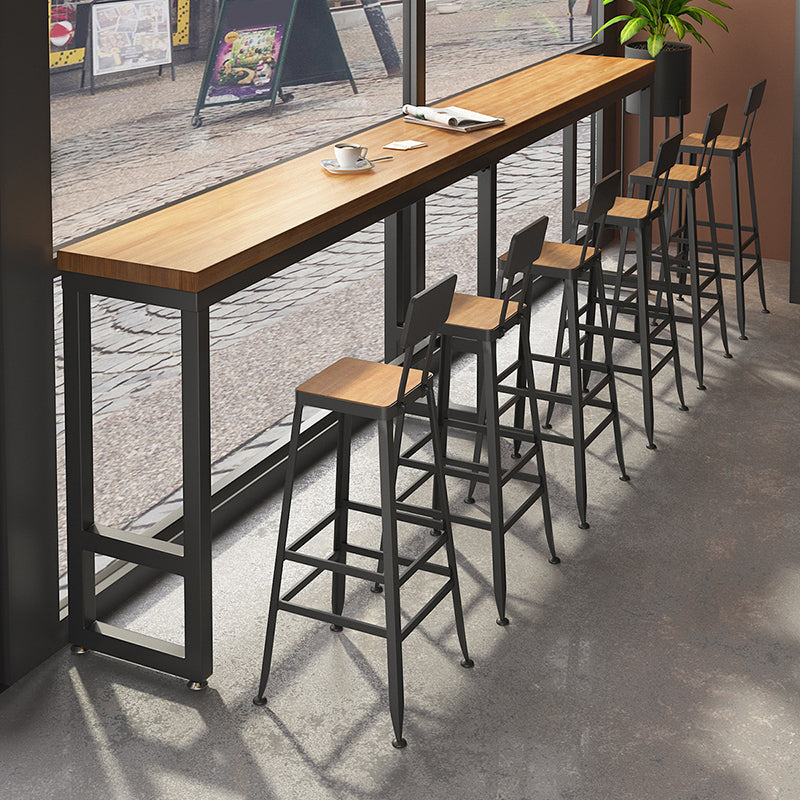 Industrial Solid Wood Pub Table Bar Height Rectangle Bar Table for Indoor