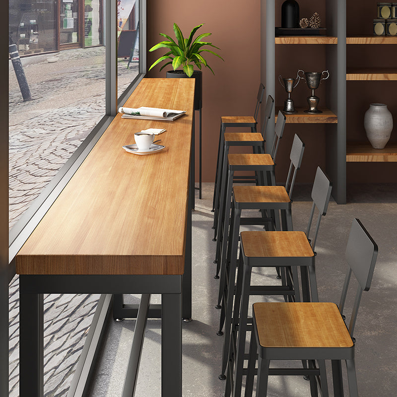 Industrial Solid Wood Pub Table Bar Height Rectangle Bar Table for Indoor