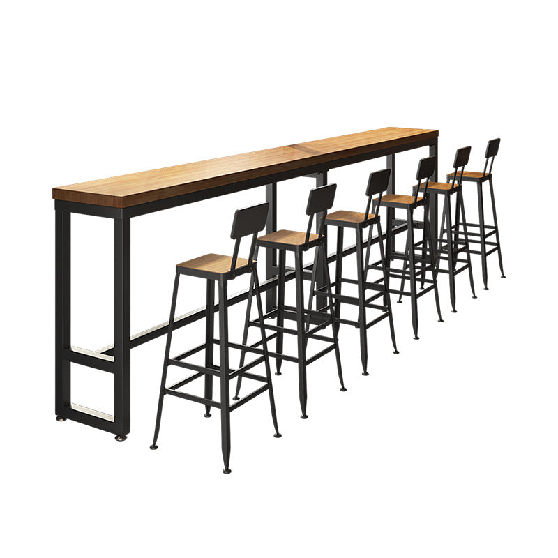 Industrial Solid Wood Pub Table Bar Height Rectangle Bar Table for Indoor