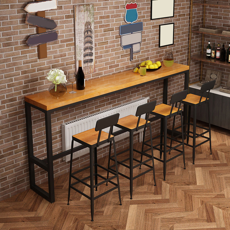 Solid Wood Pub Table Bar Height Industrial Rectangle Bar Table for Indoor