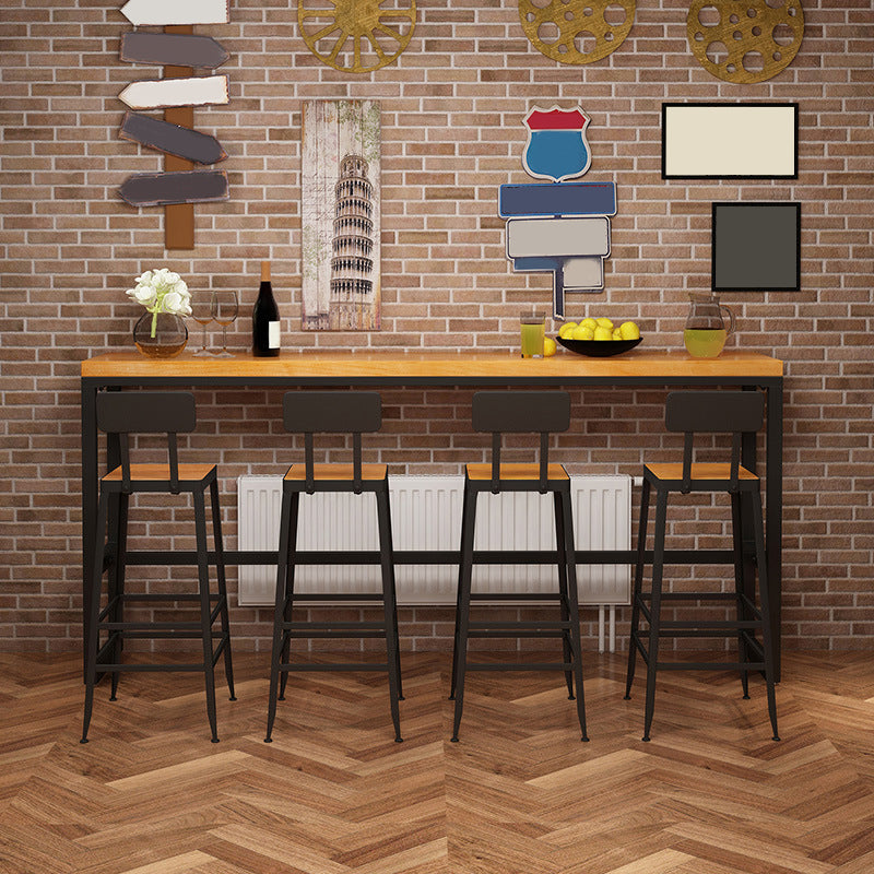 Solid Wood Pub Table Bar Height Industrial Rectangle Bar Table for Indoor