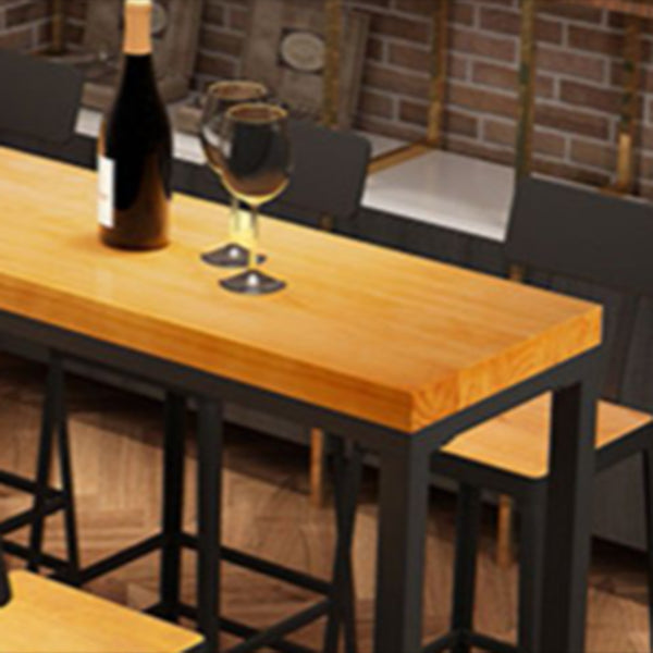 Solid Wood Pub Table Bar Height Industrial Rectangle Bar Table for Indoor