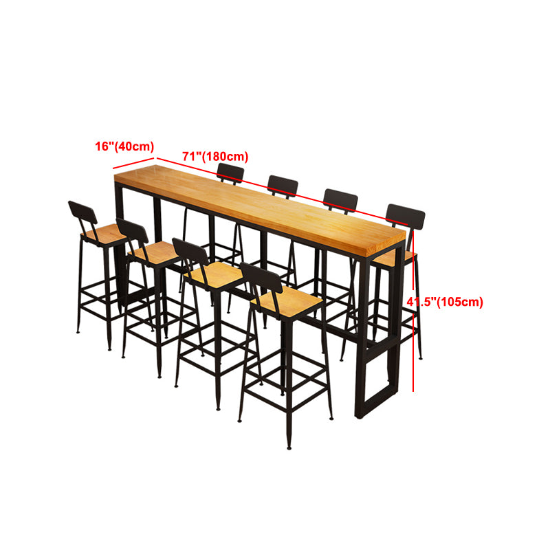 Solid Wood Pub Table Bar Height Industrial Rectangle Bar Table for Indoor