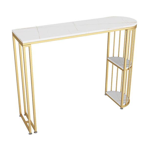 Specialty Pedestal Bistro Table 2-shelf Sintered Stone Bar Height Pub Table