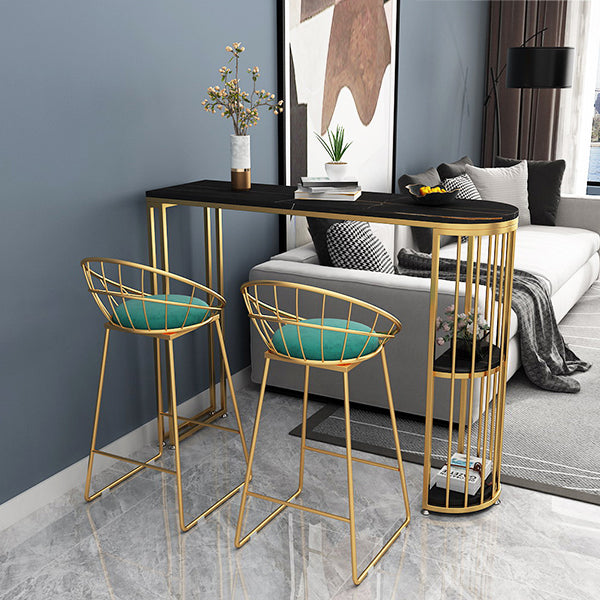 Specialty Pedestal Bistro Table 2-shelf Sintered Stone Bar Height Pub Table