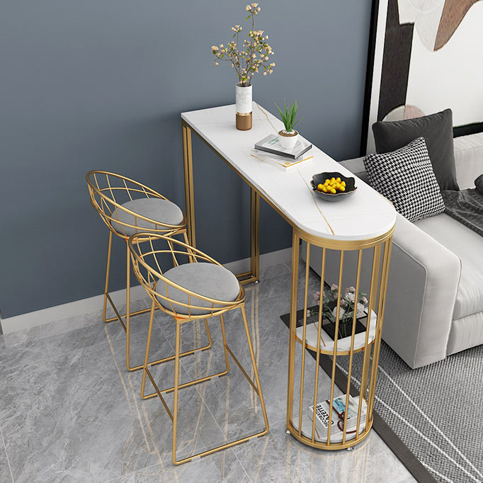 Specialty Pedestal Bistro Table 2-shelf Sintered Stone Bar Height Pub Table