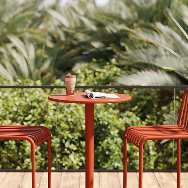 Contemporary Round Metal Bar Table 41.3"H Outdoor Pedestal Bar Dining Table