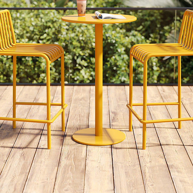 Contemporary Round Metal Bar Table 41.3"H Outdoor Pedestal Bar Dining Table