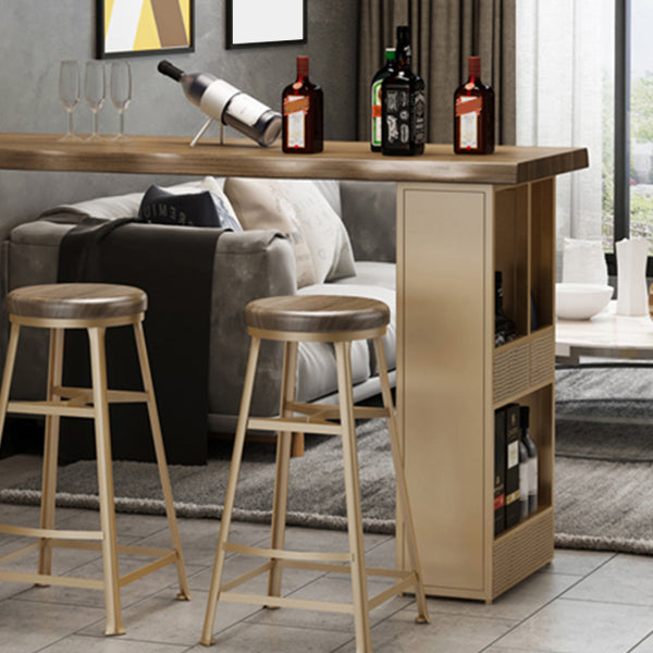 Rectangle Solid Wood Top Bar Dining Table Contemporary Bar Height Table with Storage Base