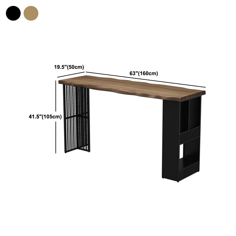 Rectangle Solid Wood Top Bar Dining Table Contemporary Bar Height Table with Storage Base