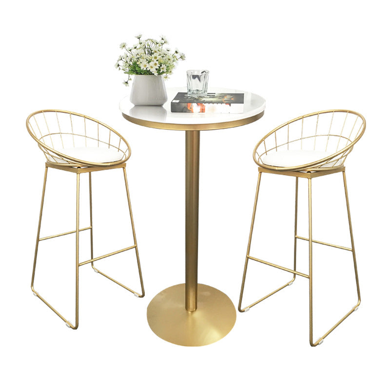 Glam Style Pub Table Round Pedestal Bar Table for Indoor Use