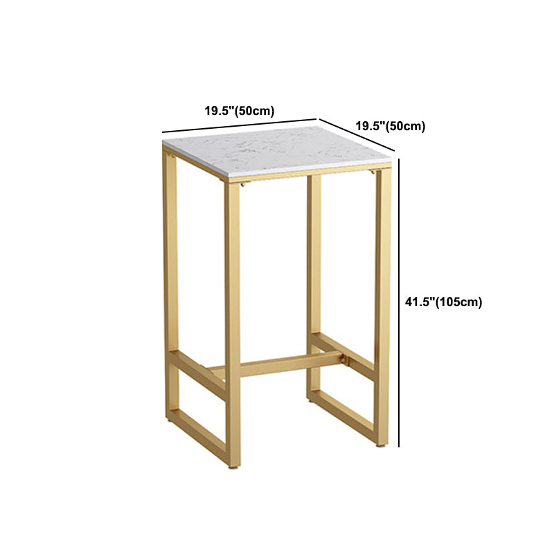 White Stone Top Bar Table Glam Bar Dining Table with Gold Base