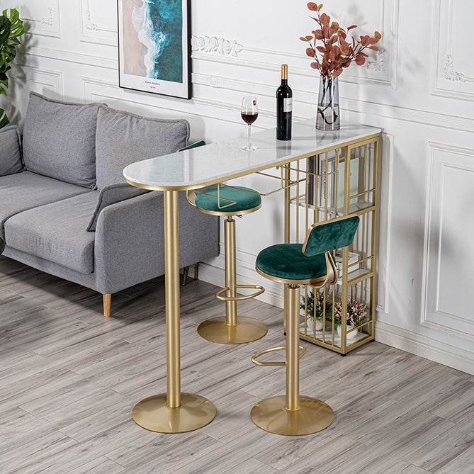 Glam Free Form Bar Table White Marble Table with Storage for Living Room