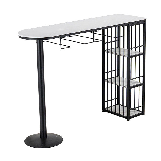 Glam Free Form Bar Table White Marble Table with Storage for Living Room