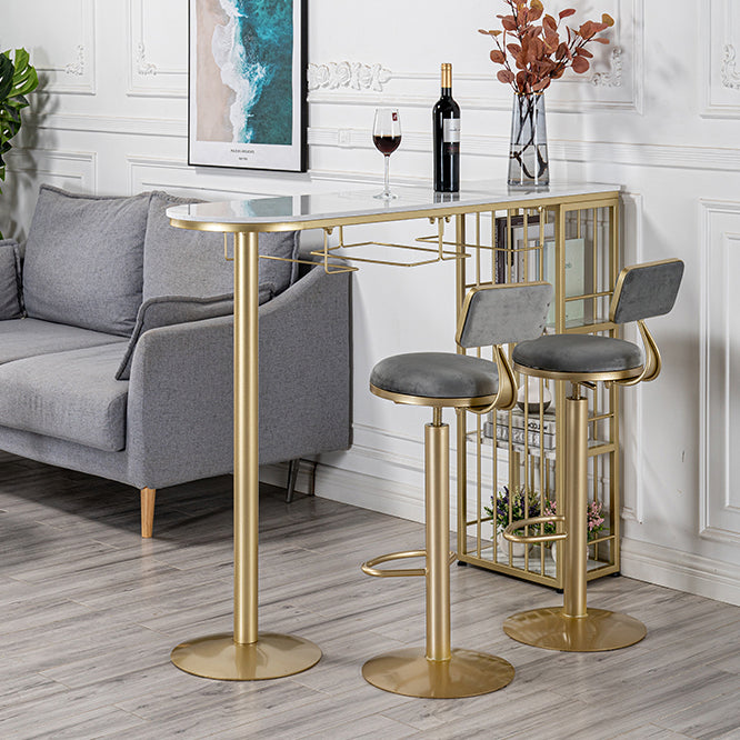 Glam Free Form Bar Table White Marble Table with Storage for Living Room