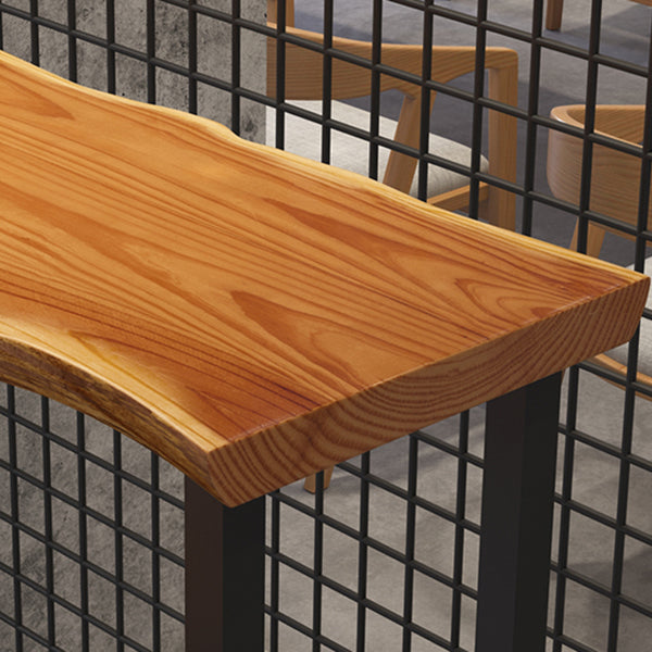 Solid Wood Brown Bar Table Black and Metal Base Rectangle Bar Table