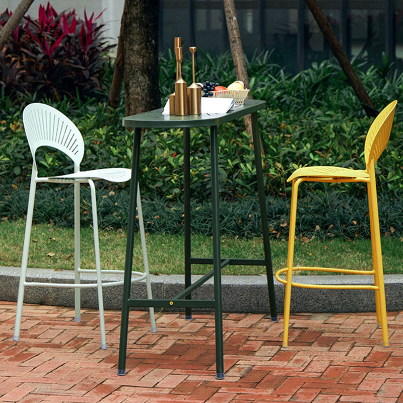 Industrial Outdoor Oval Bar Dining Table Metal Bar Table with Trestle Base