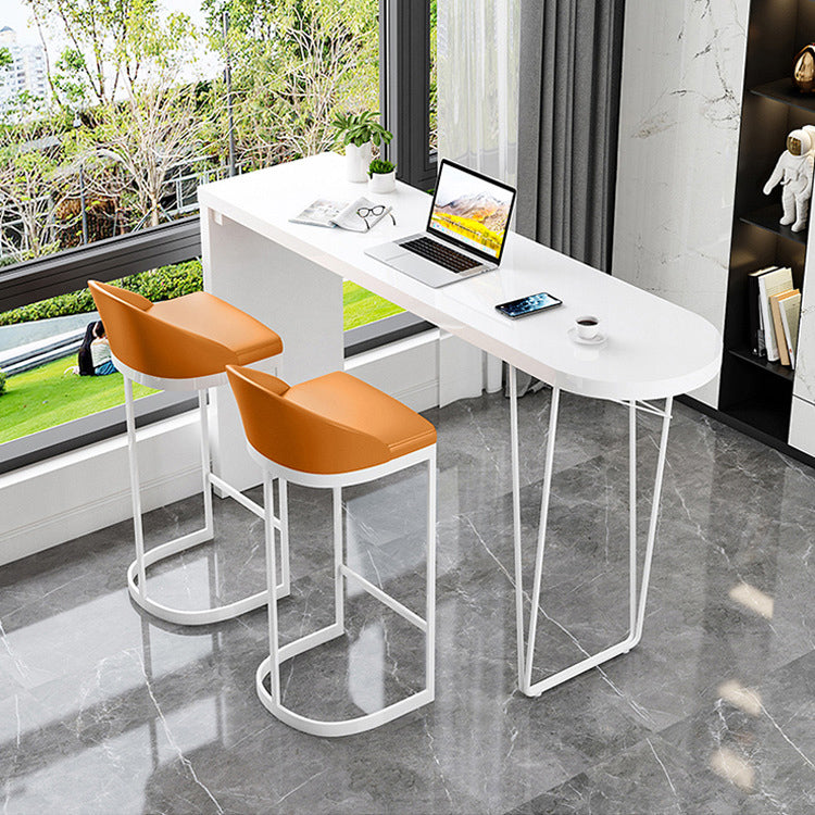 Specialty Pub Table Contemporary Wood Bar Table in White for Indoor