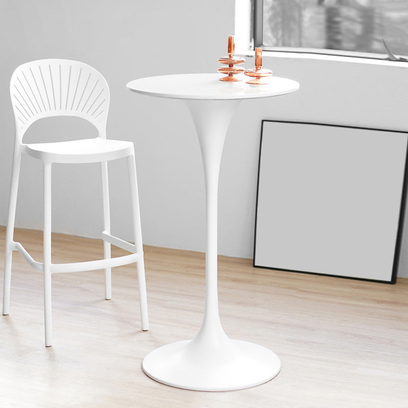 Contemporary Round Bar Stool Table Faux Marble and Stone Bar Table for Small Places