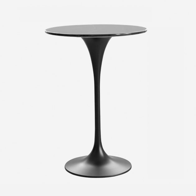 Contemporary Round Bar Stool Table Faux Marble and Stone Bar Table for Small Places