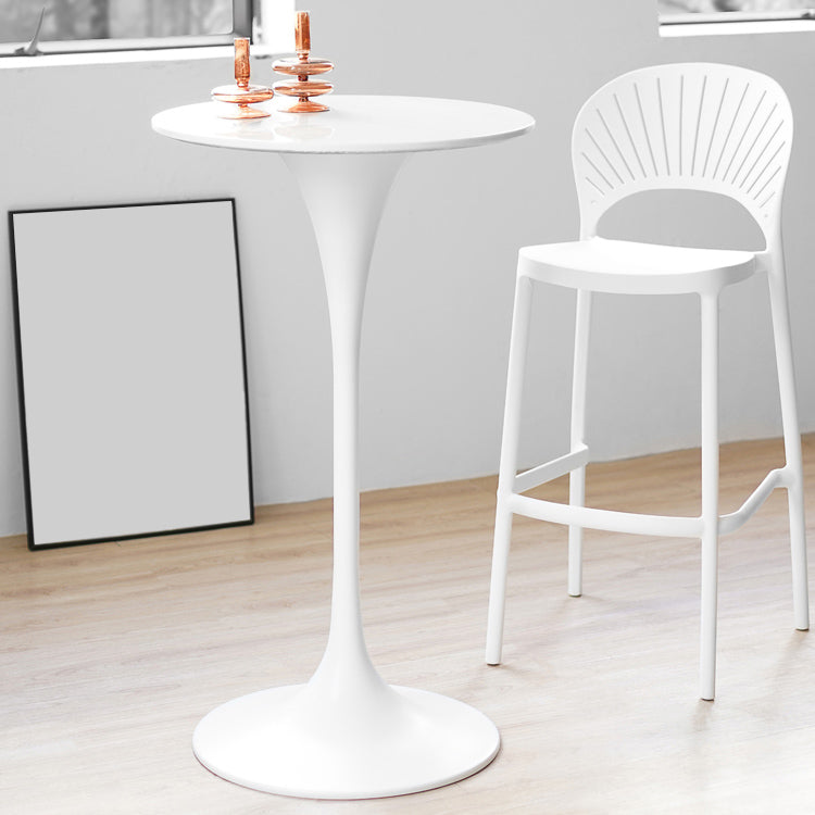 Contemporary Round Bar Stool Table Faux Marble and Stone Bar Table for Small Places