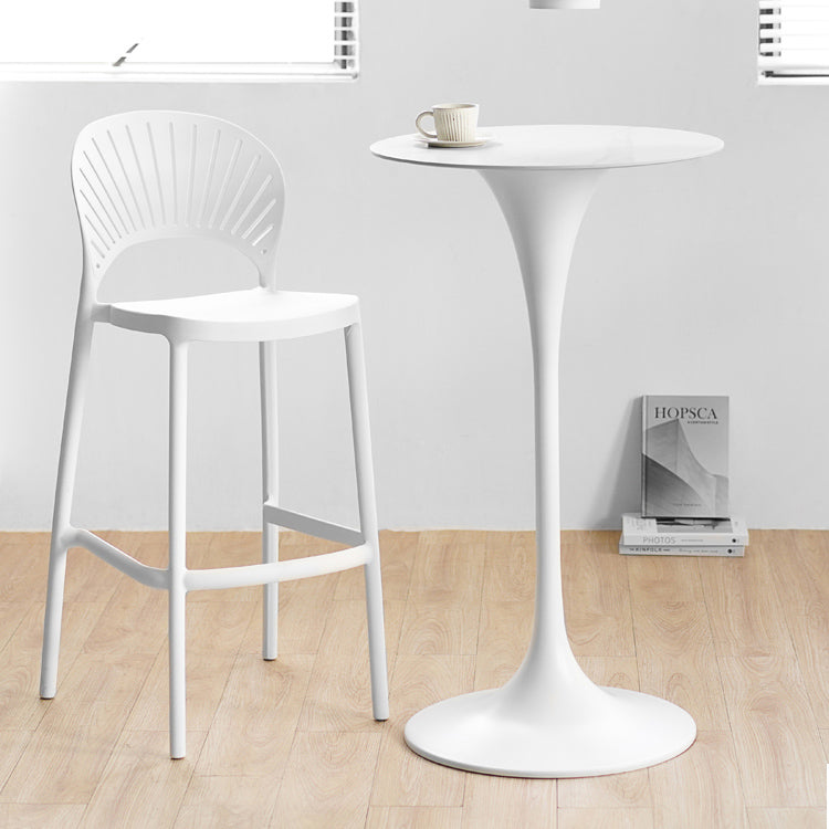 Contemporary Round Bar Stool Table Faux Marble and Stone Bar Table for Small Places