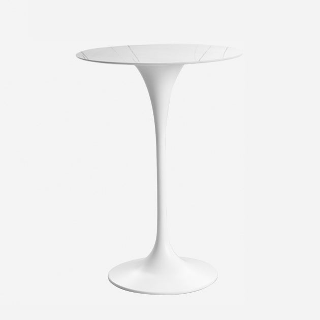 Contemporary Round Bar Stool Table Faux Marble and Stone Bar Table for Small Places