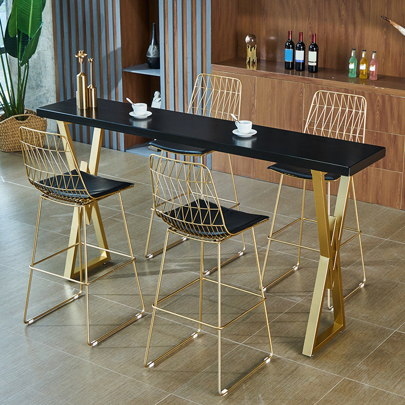 Traditional Luxury Solid Wood Table Gold and Metal Base Bar Table