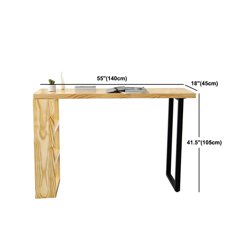 Modern 3-shelf Bar Table Rectangle Solid Wood Bistro Bar Table in Natural