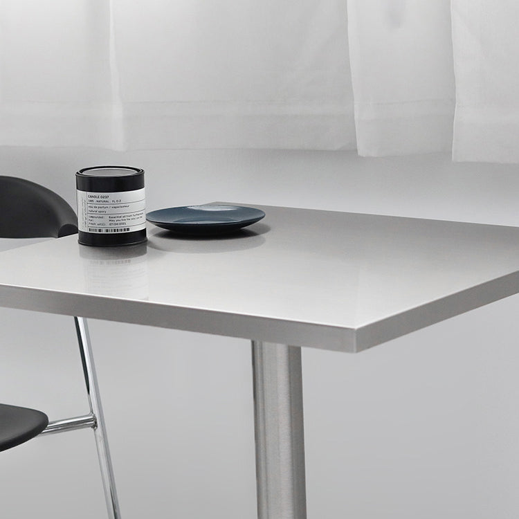 Industrial Silver Counter Height Table Metal Pedestal Bar Table