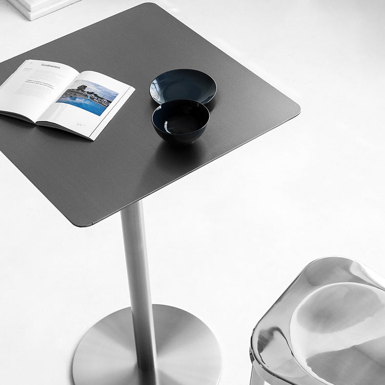 Industrial Silver Counter Height Table Metal Pedestal Bar Table