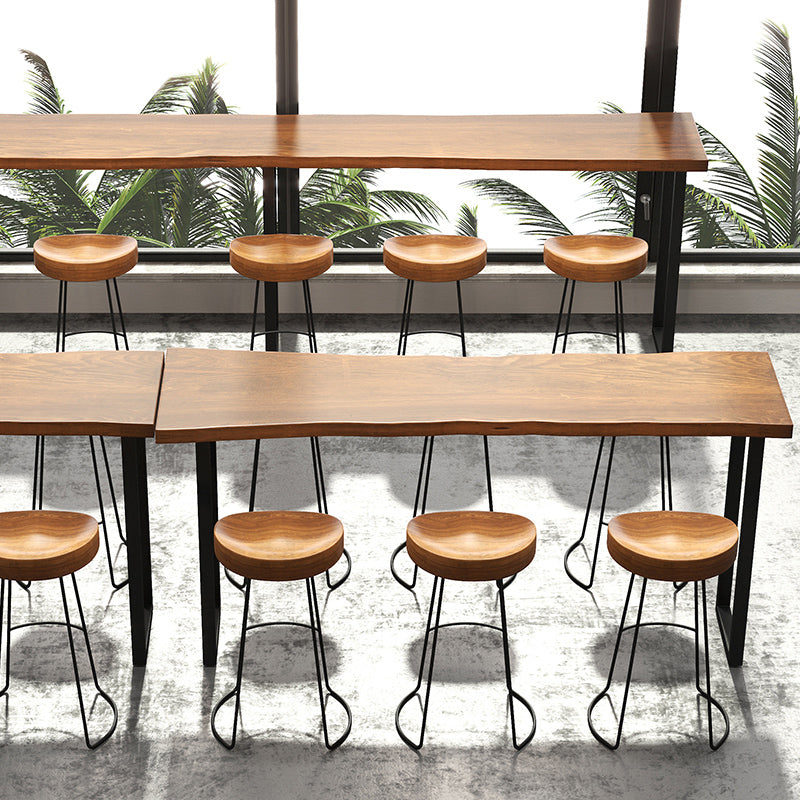 Bar Table in Metal and Wood Industrial Bar Height Table for Dining Room