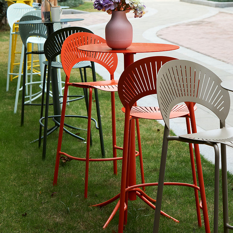 Metal Indoor-Outdoor Bar Height Table Contemporary Bar Table with Pedestal