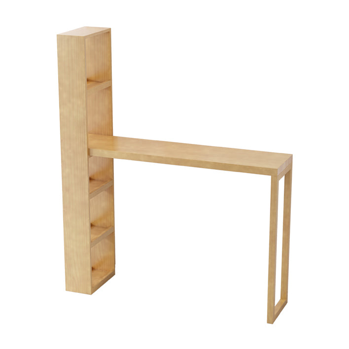 Modern Wooden Pub Table Rectangle Natural Bar Height Cocktail Table with Shelves