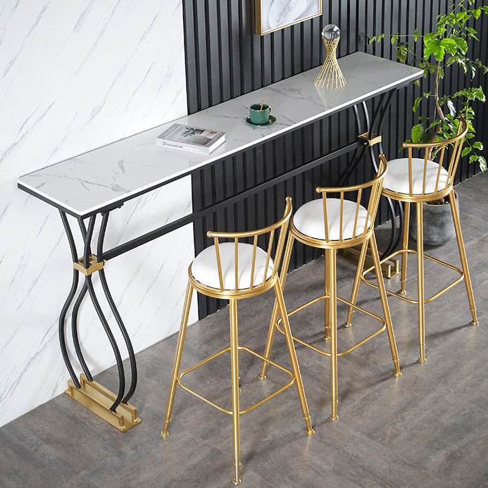 Rectangle Sintered Stone Dining Table Black and Metal Base Bar Table