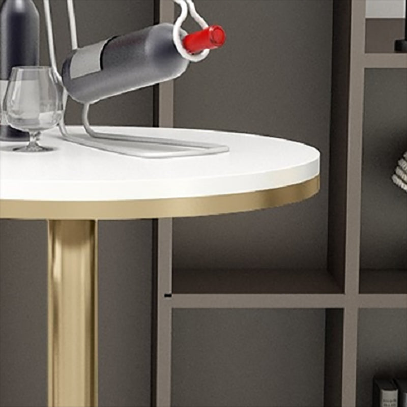 Glam Pedestal Bar Dining Table Faux Marble Cocktail Bar Table with Metal Base