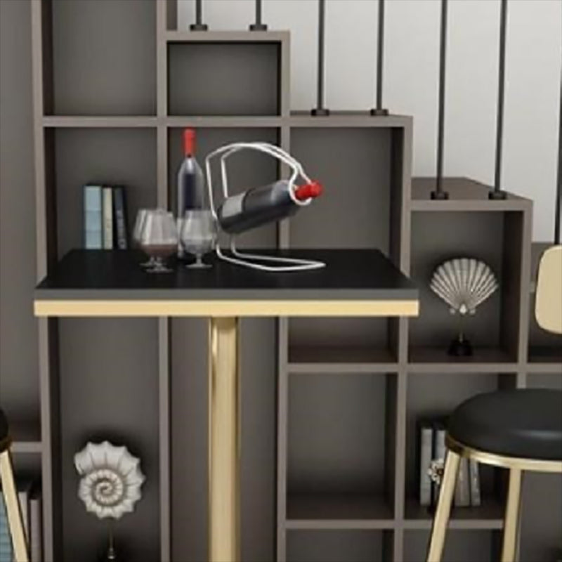 Glam Pedestal Bar Dining Table Faux Marble Cocktail Bar Table with Metal Base