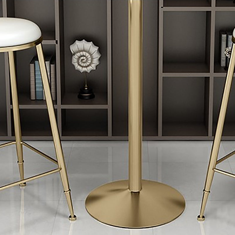 Glam Pedestal Bar Dining Table Faux Marble Cocktail Bar Table with Metal Base