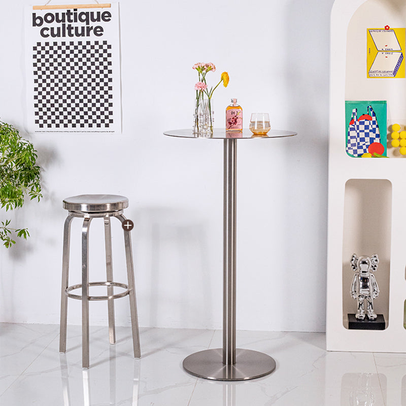 Industrial Metal Bar Dining Table Round Bistro Bar Table with Pedestal