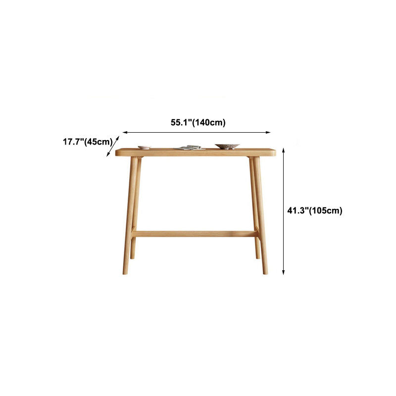 Industrial Natural Bar Table Solid Wood Bar Height Table with Trestle Base