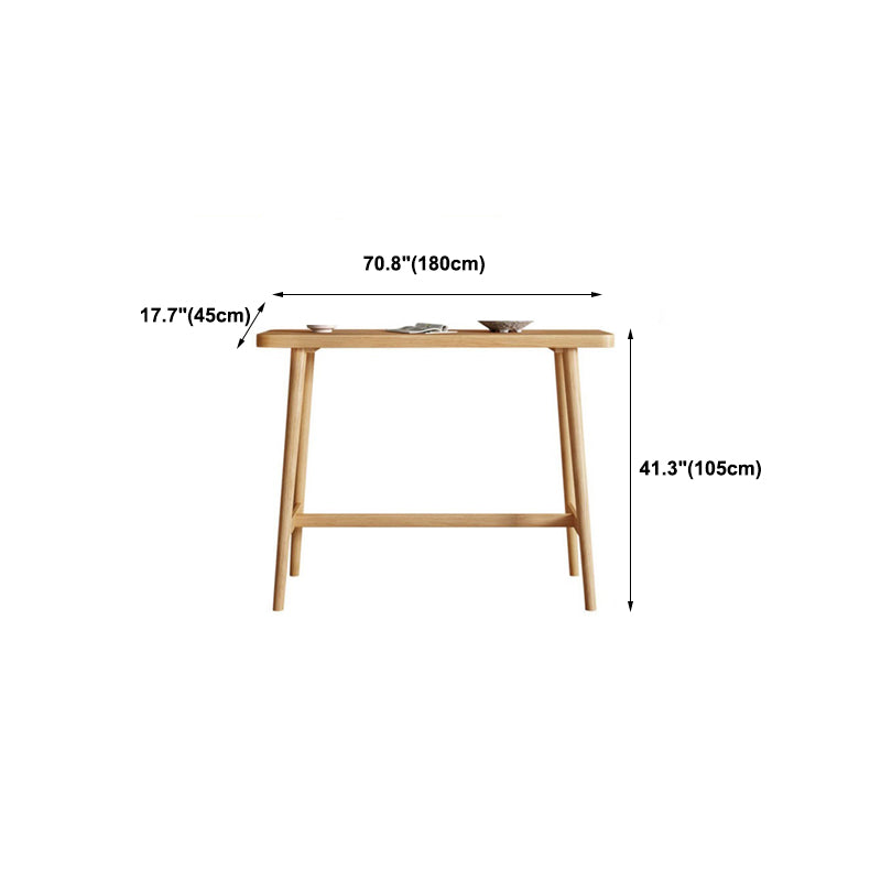 Industrial Natural Bar Table Solid Wood Bar Height Table with Trestle Base