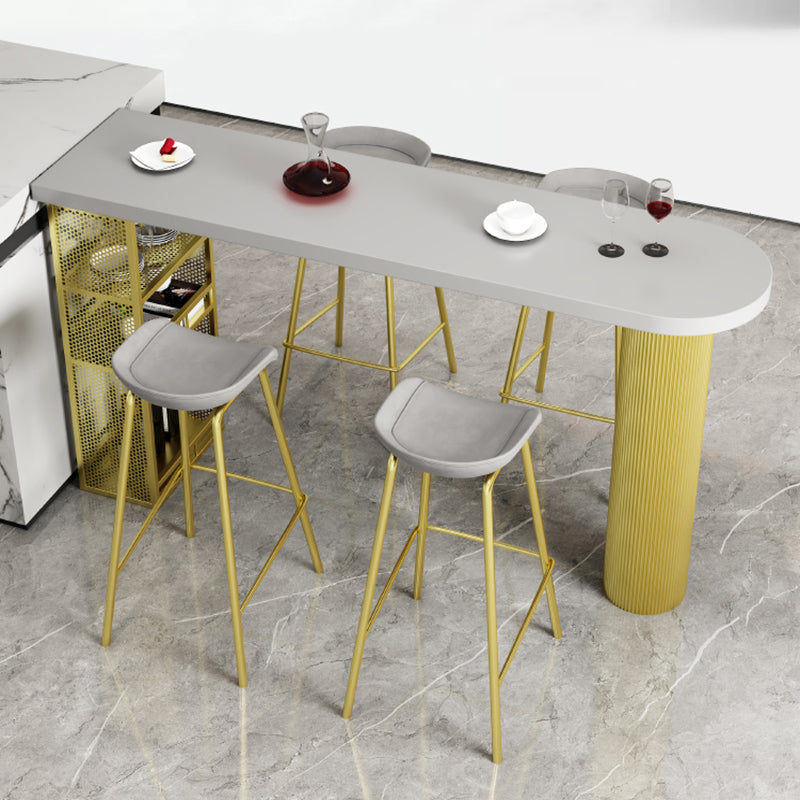 Industrial Metal Double Pedestal Bar Table Solid Wood Top Bar Table with Shelves