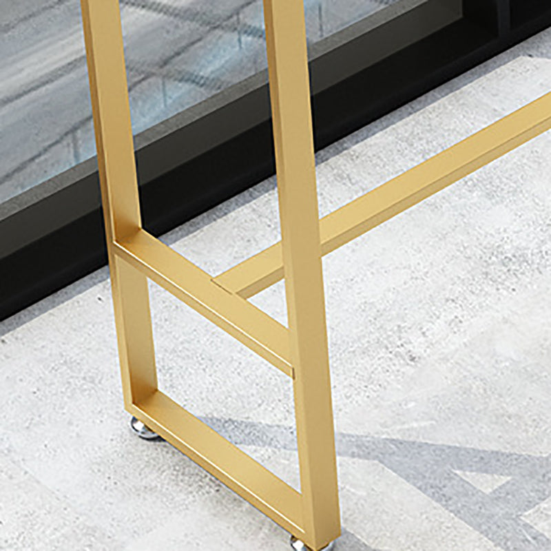 Black Solid Wood Bar Table Gold and Metal Base Bar Table for Kitchen Living Room