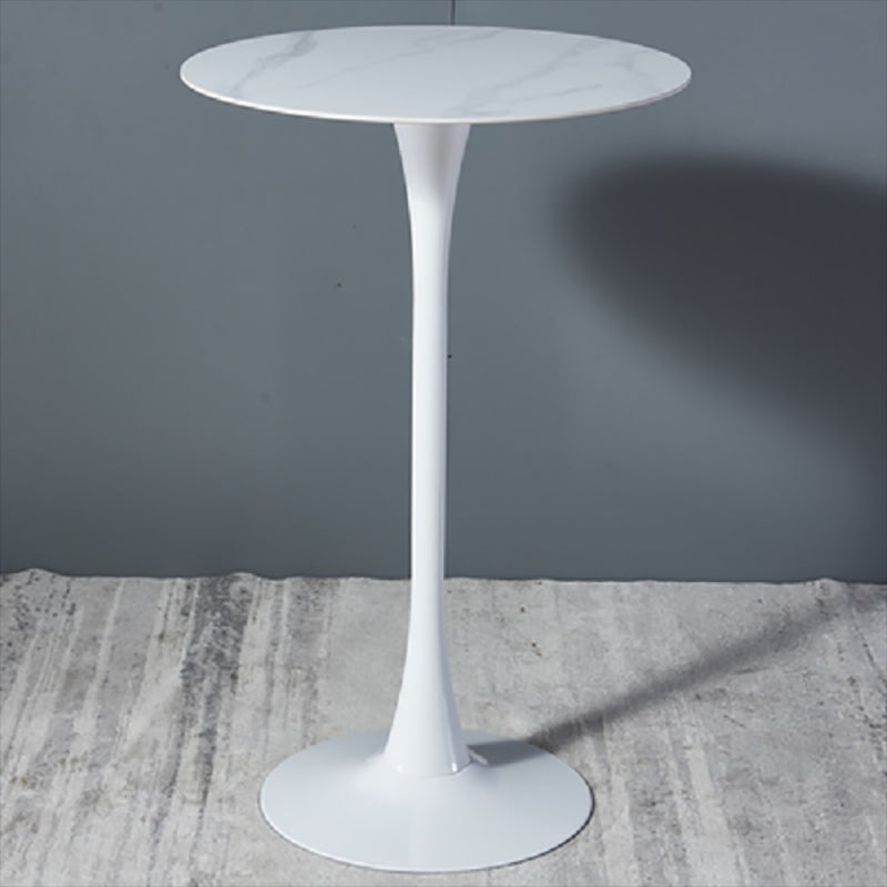 Modern Round Pub Table Fixed Pedestal Bar Height Cocktail Table