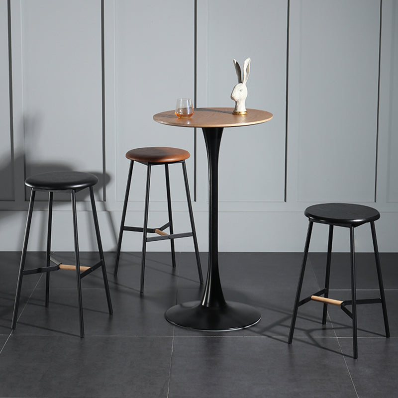 Modern Round Pub Table Fixed Pedestal Bar Height Cocktail Table