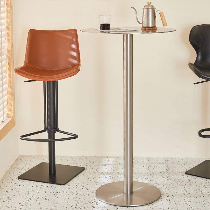 Stainless Steel Round Bar Dining Table Outdoor-Indoor Pedestal Bar Table