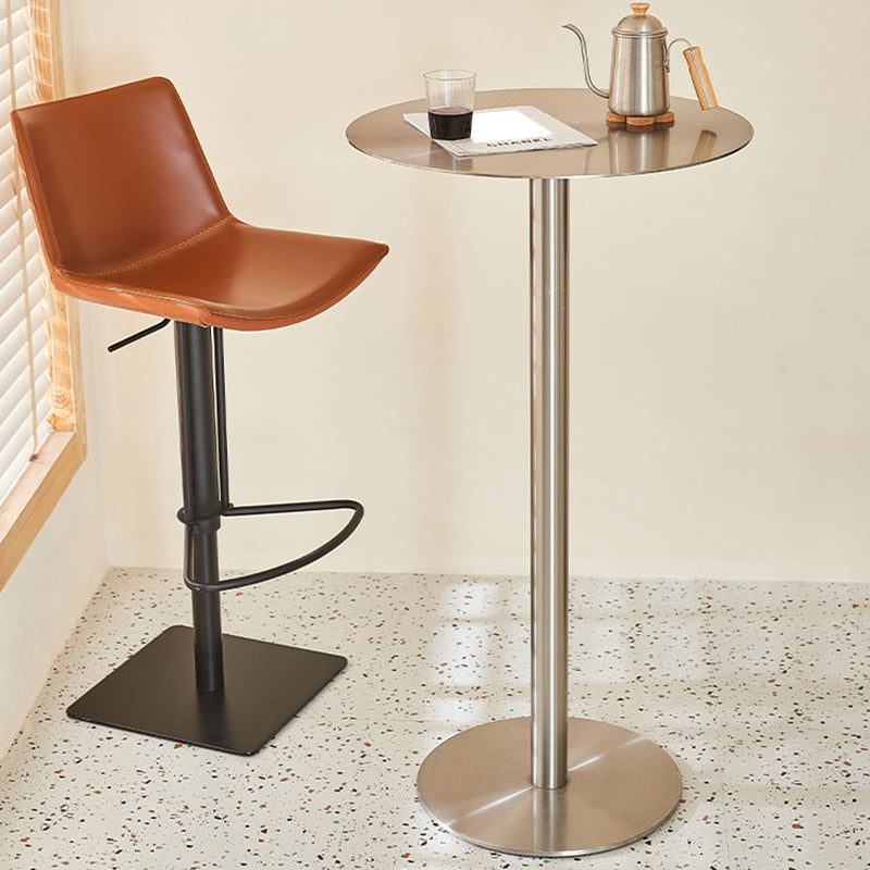 Stainless Steel Round Bar Dining Table Outdoor-Indoor Pedestal Bar Table