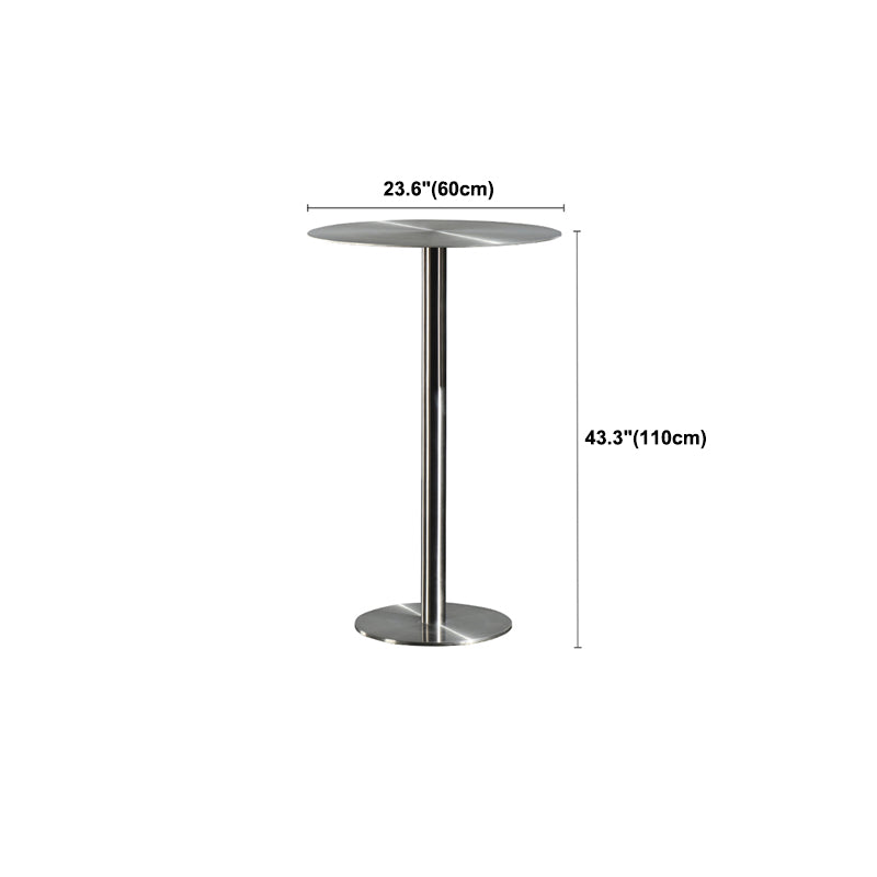 Stainless Steel Round Bar Dining Table Outdoor-Indoor Pedestal Bar Table